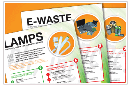 A picture of a part of NLR's compliance posters. NLR offers compliance posters as reference to proper handling and storage of universal waste.